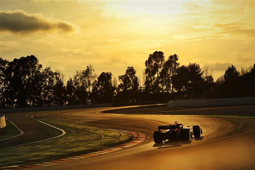 Spanish F1 car and sunset